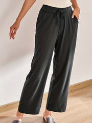 Women's Solid Lounge Bottoms Casual Tie Waist Pants