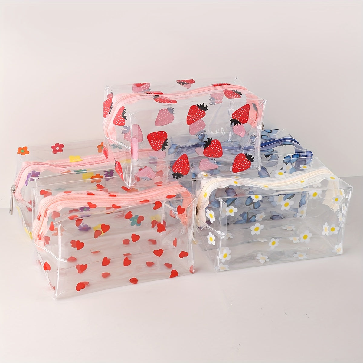 Transparent Small Flower Pencil Pouch Large Capacity Pencil Case