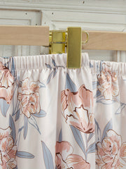 Floral Print Pajama Set: Robe, V Neck Top, Dress, Shorts
