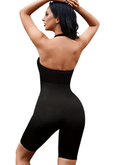Ribbed Halter Shaping Romper Tummy Control Butt Lifting Backless Body Shaper