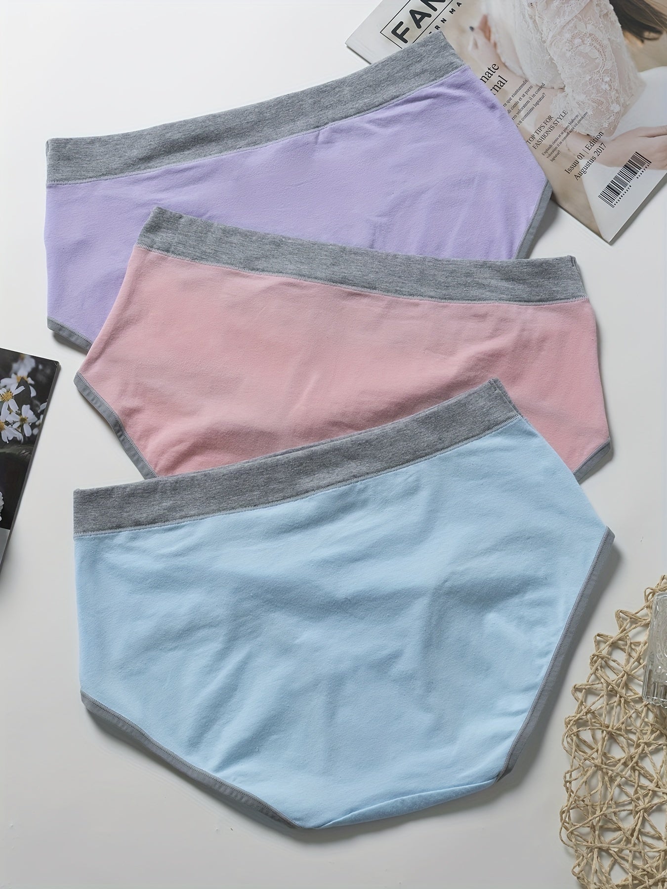 3 Pack Plus Size Basic Underwear Set Women's Plus
