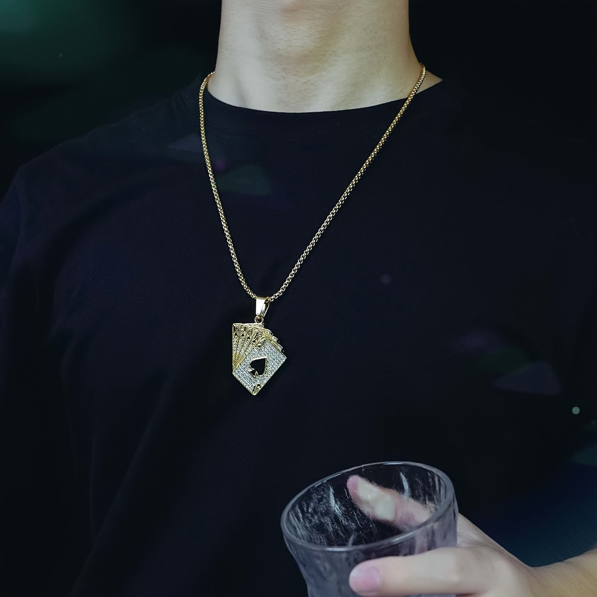 Golden Men's Alloy Hip Hop Cuban Chain