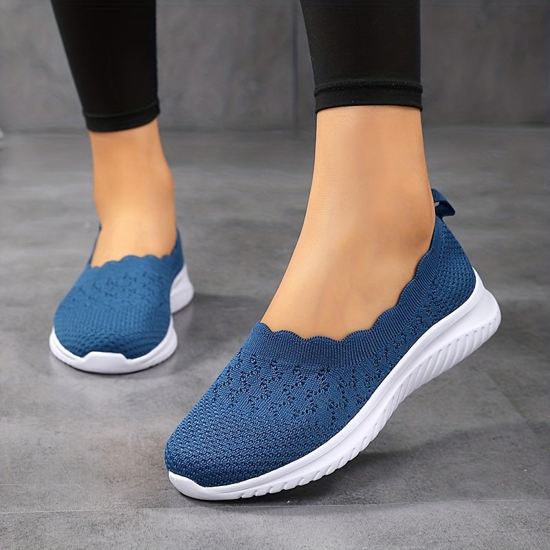Women's Knit Flat Shoes Comfy Slip On Anti skid Casual Walking Shoes