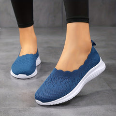 Women's Knit Flat Shoes Comfy Slip On Anti skid Casual Walking Shoes