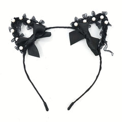 Lace Animal Ears Hair Band Ribbon Bow Cat Ears Decor Headband