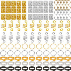 170pcs Hair Braid Dreadlock Beads Cuffs Clips Spiral Braid Hair Extension