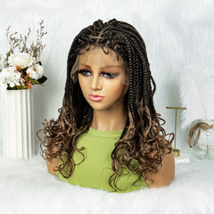 Long Braids Curly Ends Lace Wig 180 Density