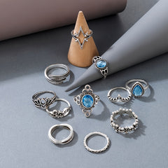 Vintage Star Geometric Hollow Ring Set For Women's Joint Tail Ring