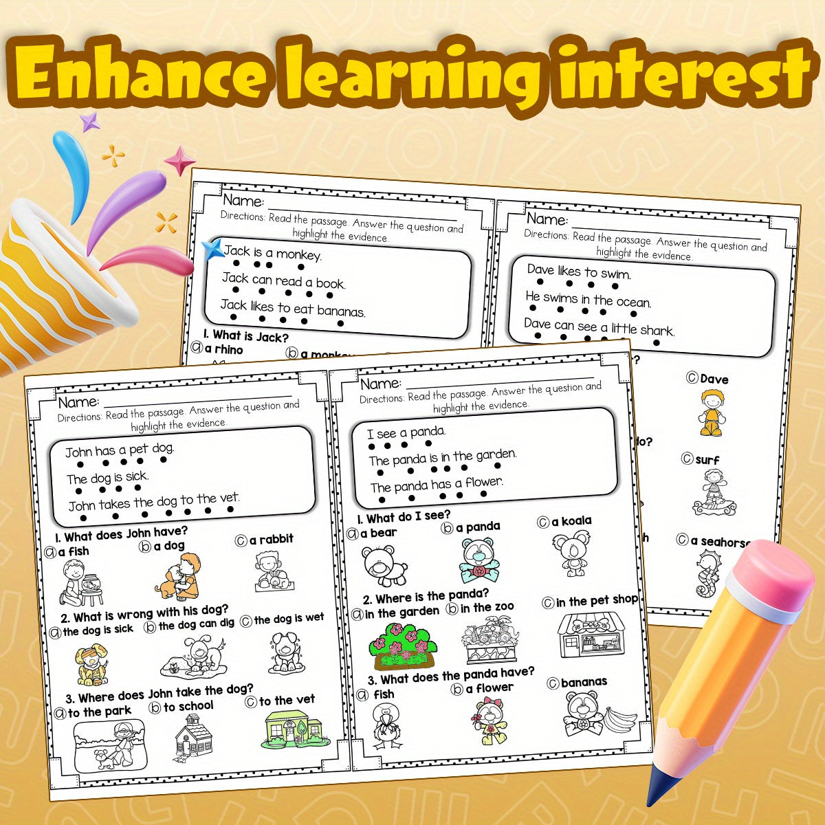 Engaging Comprehension Workbook for Kids Ages 6-12