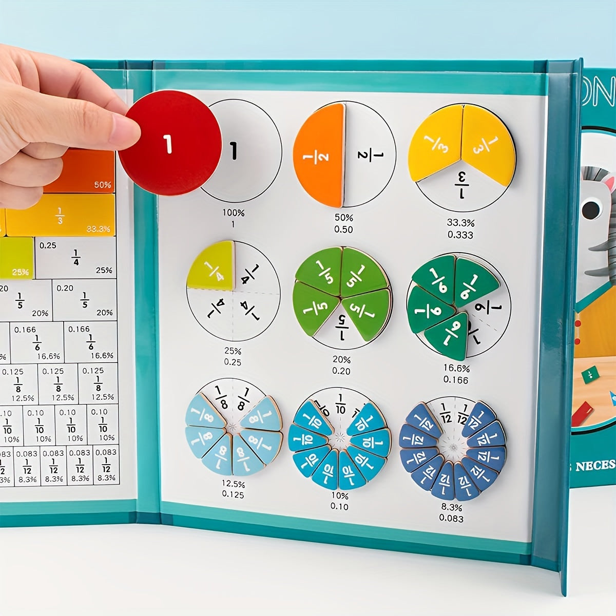 Wooden Magnetic Fraction Learning Math Toy