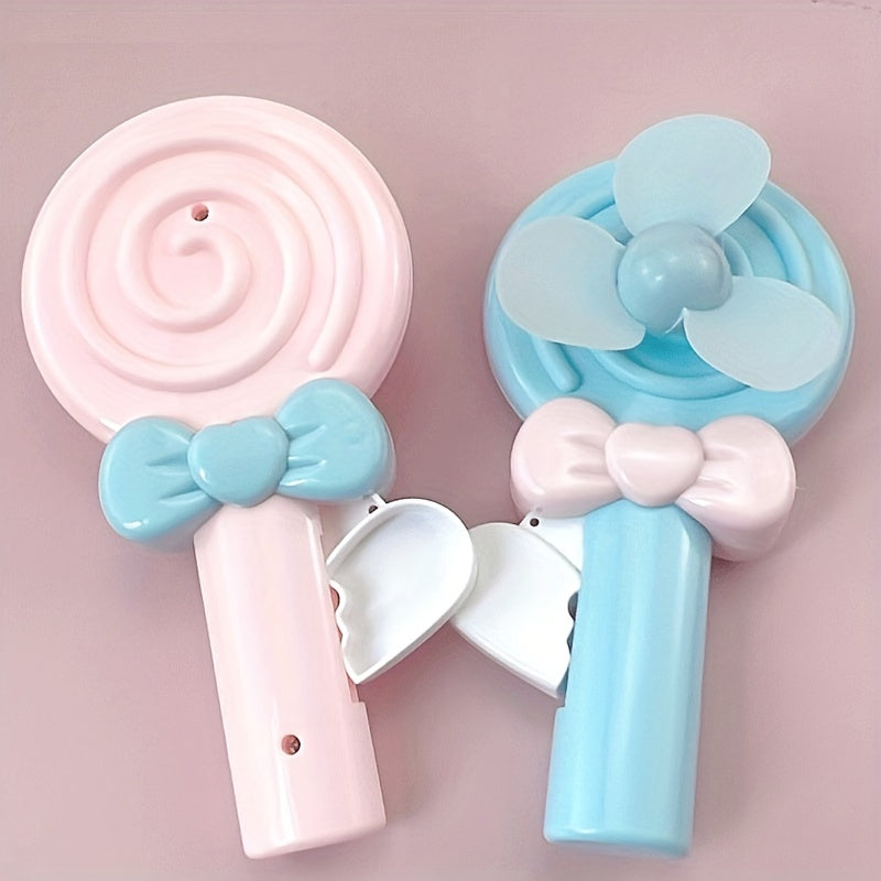 2pcs Mini Lollipop Shape Pocket Fan Portable Plastic Fan