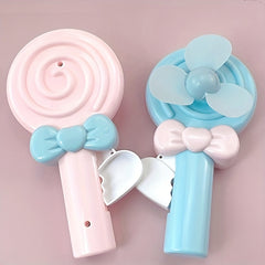 2pcs Mini Lollipop Shape Pocket Fan Portable Plastic Fan