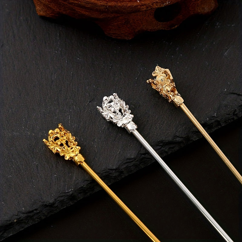 Crown Hair Pin Retro Hair Stick Metal Hair Bun Maker Non Slip Hair Decoration