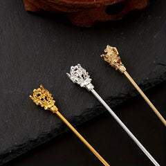 Crown Hair Pin Retro Hair Stick Metal Hair Bun Maker Non Slip Hair Decoration