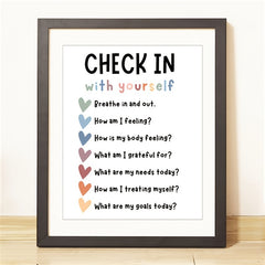 Self Care Check In Daily Checklist Feelings Check In Poster