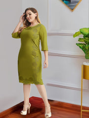  Hollow Out Half Sleeve Midi Dress