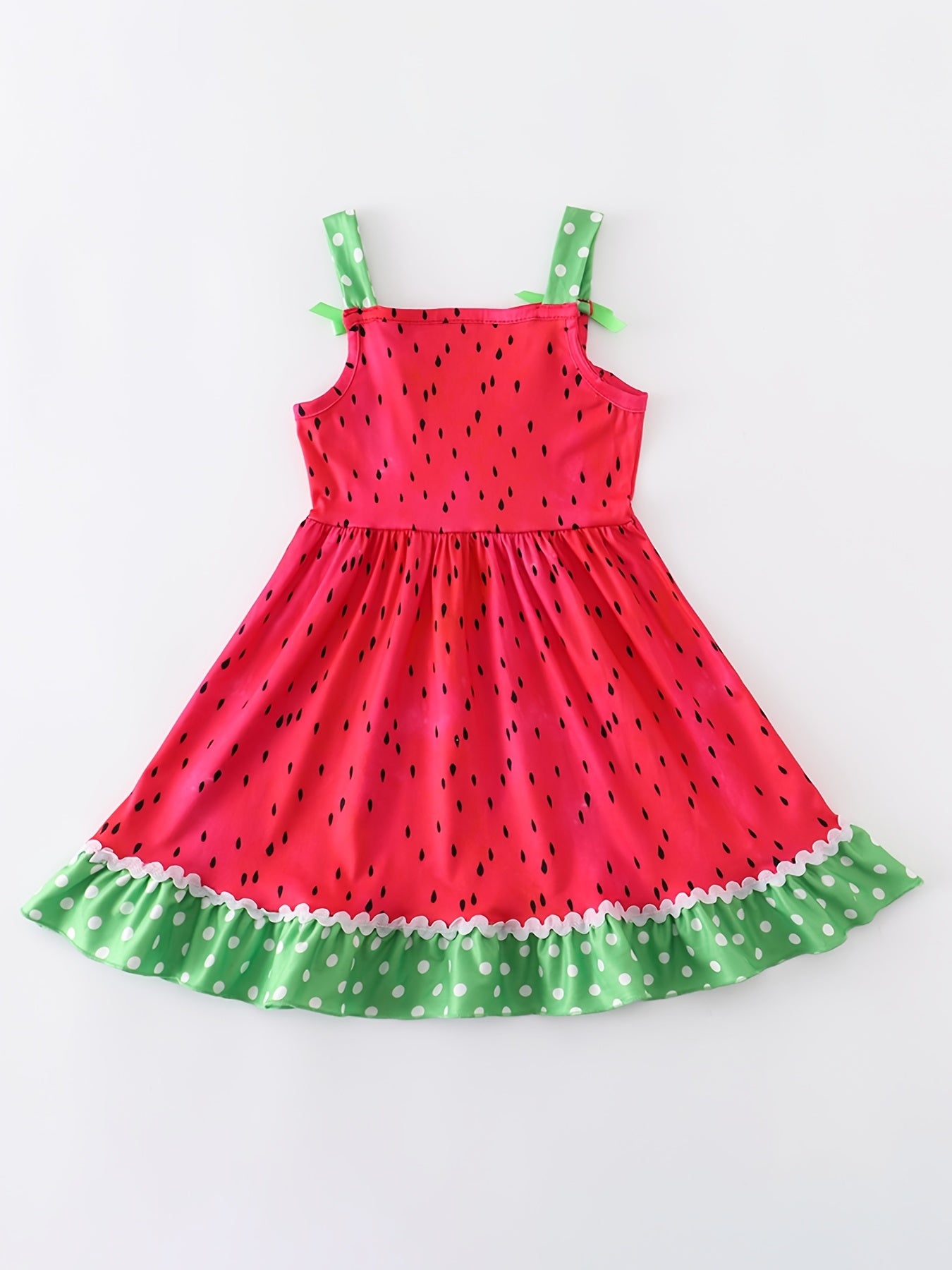 Watermelon Print Thin Strap Dress for Toddler Girls