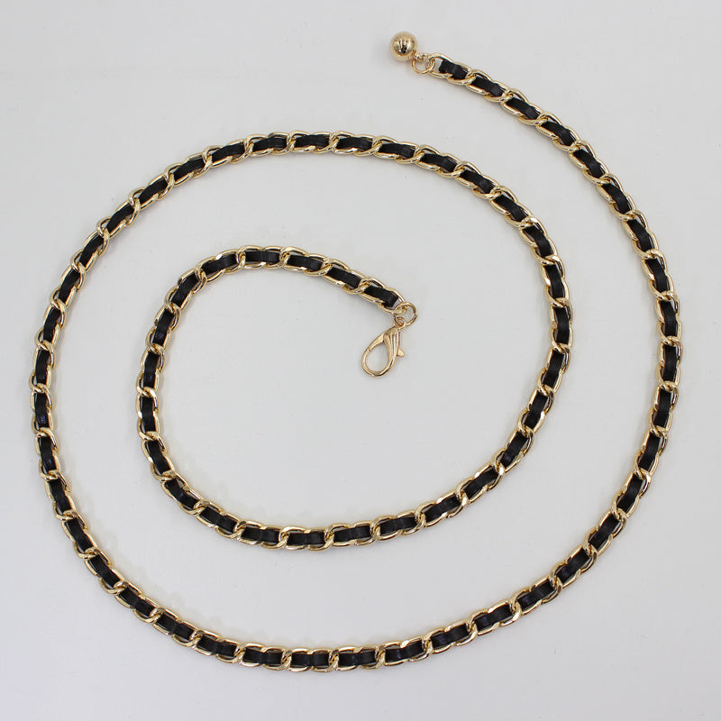 Women's Golden Waist Chain Metal Dress Suit Belt Decoration
