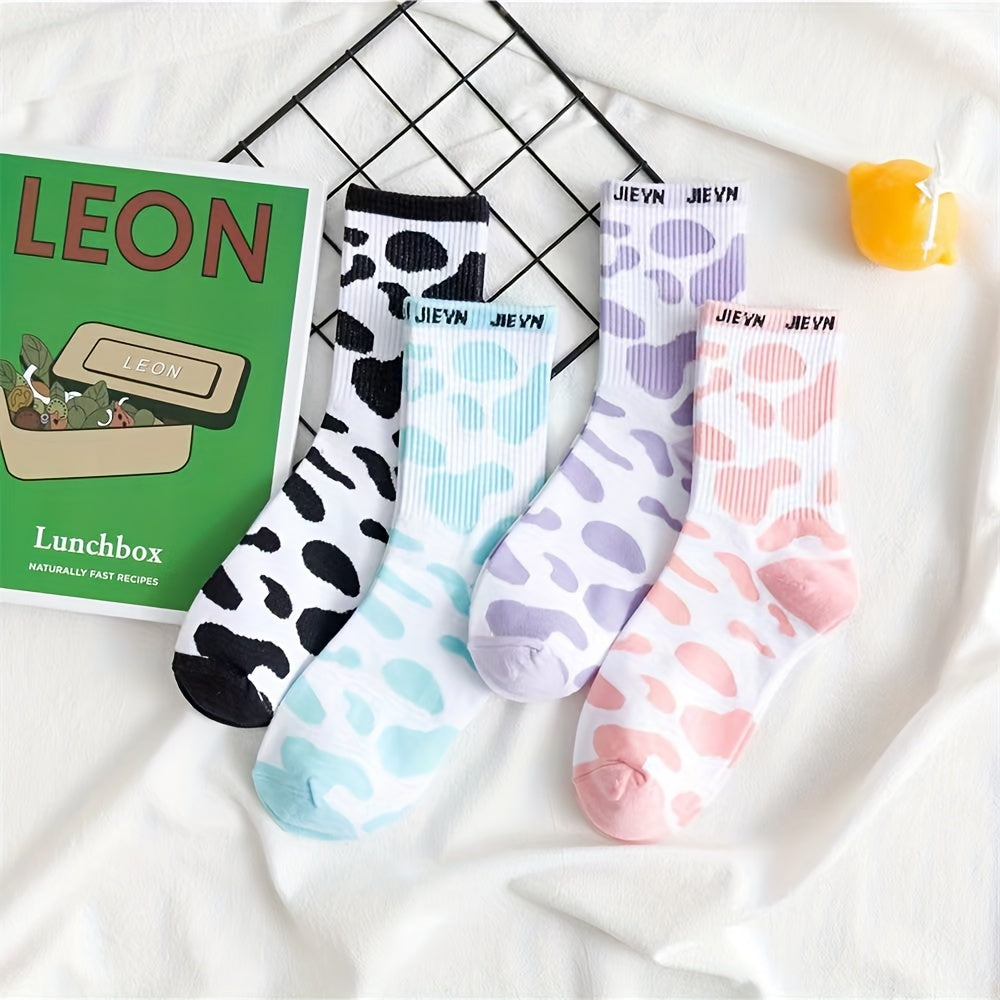 Cow Spot Print Socks Comfy Mid Tube Women's Stockings