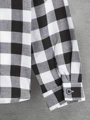 Boys Plaid Lapel Shirts Long Sleeve Button Down Tops Spring Fall Outwear