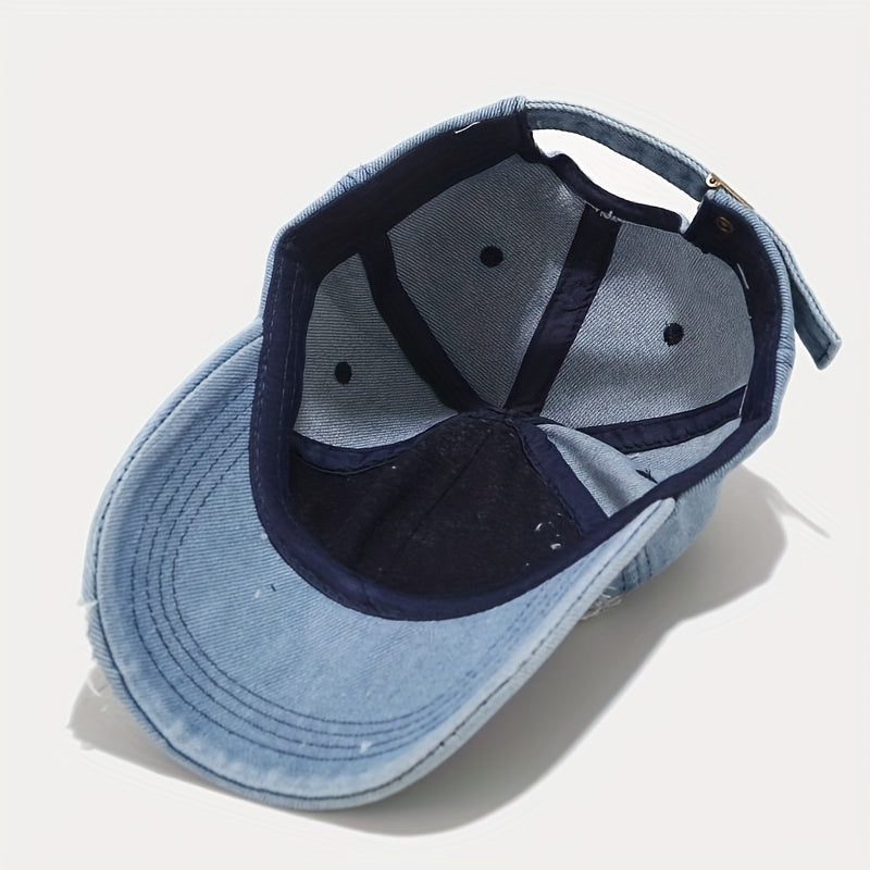 Washed Ripped Denim Peaked Cap Outdoor Sun Protection Baseball Cap