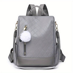 Rhombus Embossed Backpack Purse Anti-theft School Bag