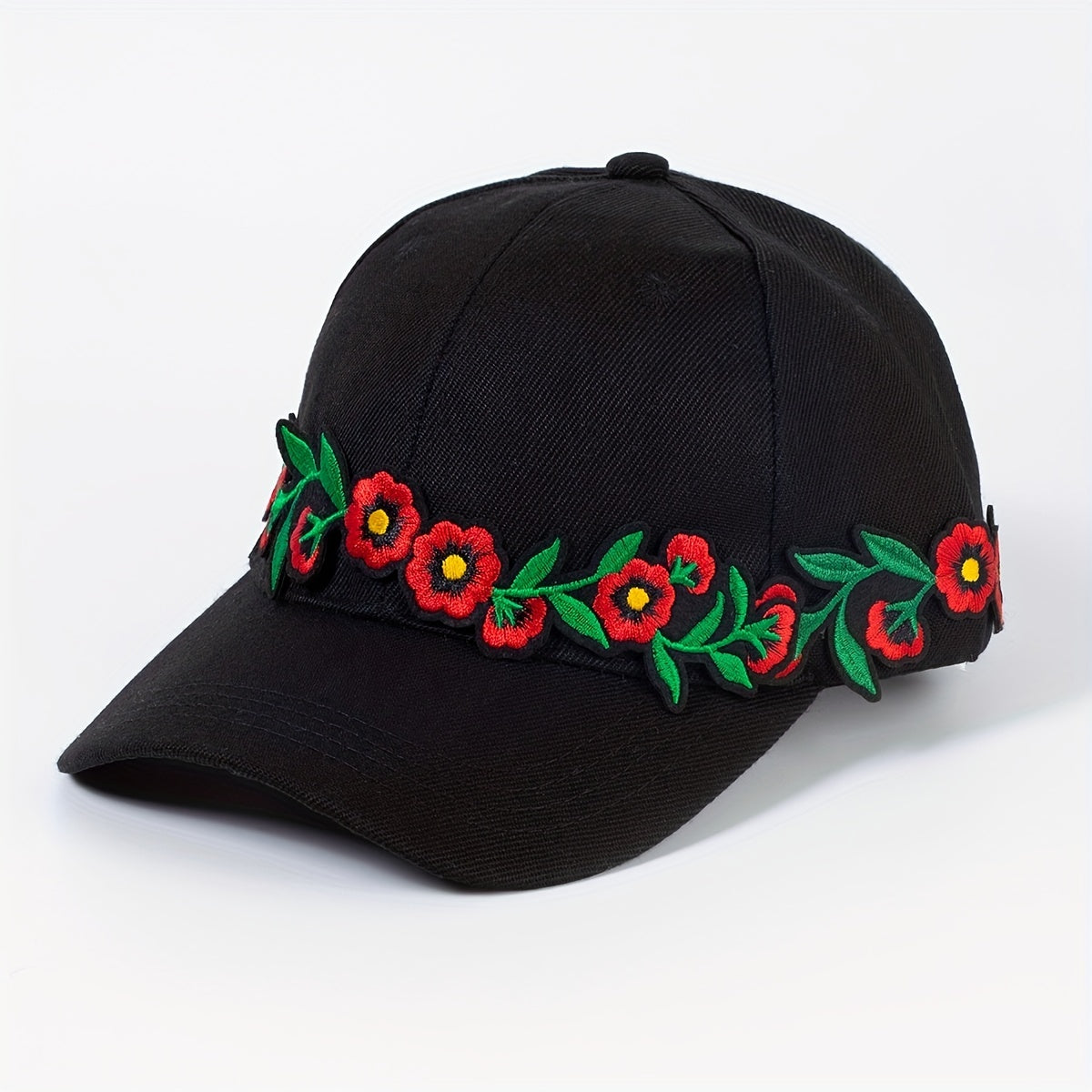 Flower Embroidery Patch Baseball Cap Sun Hat for Women