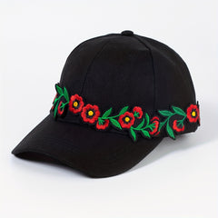 Flower Embroidery Patch Baseball Cap Sun Hat for Women