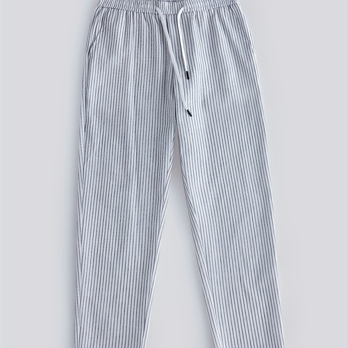 Loose Fit Striped Sweatpants Men's Drawstring Casual Pants