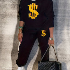 Women's Plus Graphic Print Sweatshirt & Joggers Set