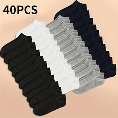 20 40 Pairs Solid Ankle Socks Soft & Lightweight Women's Stockings