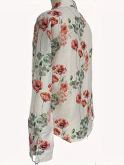  Floral Print Button Up Long Sleeve Blouse