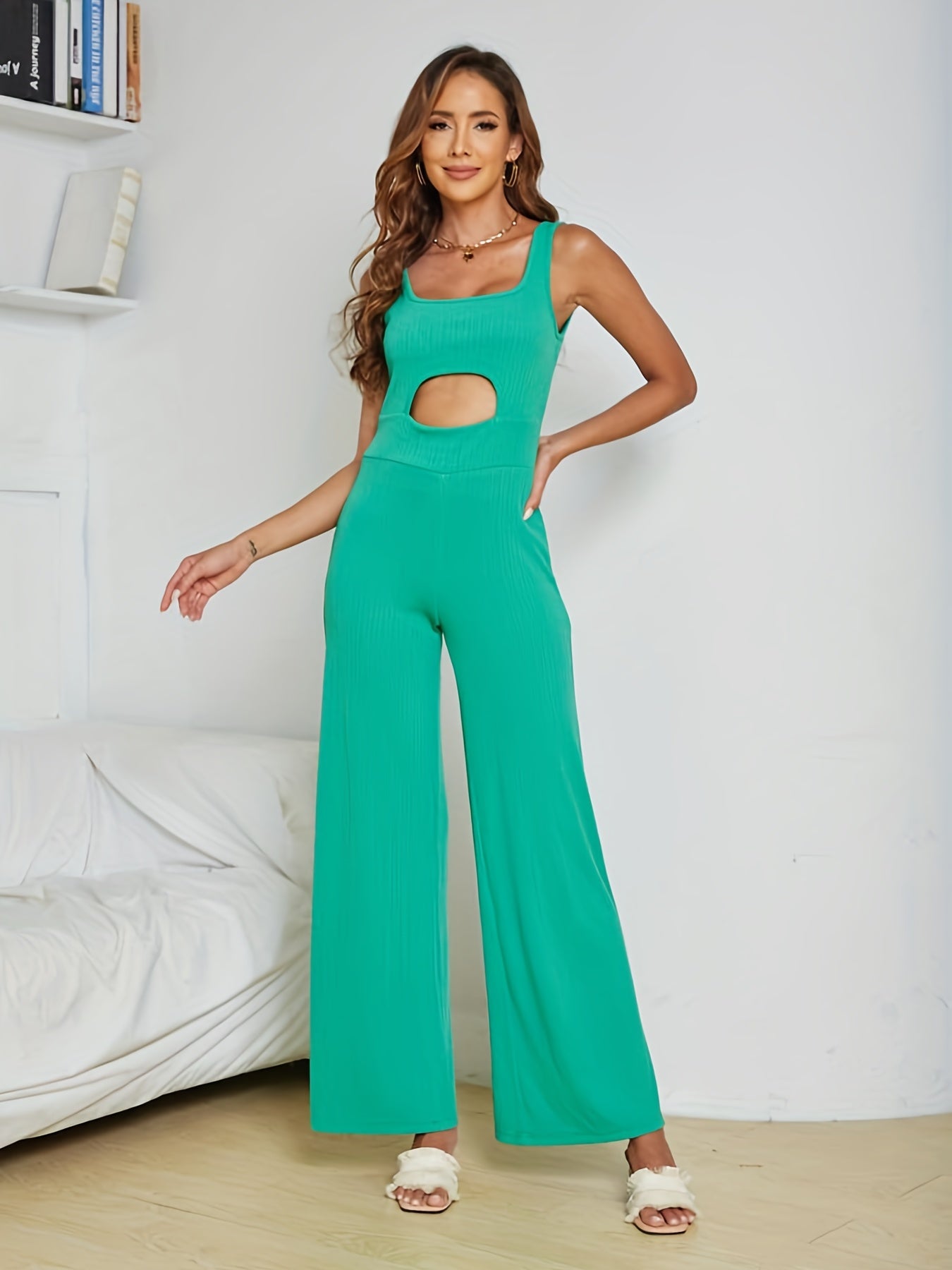Sleeveless Wide Leg Jumpsuit Sexy Backless Design