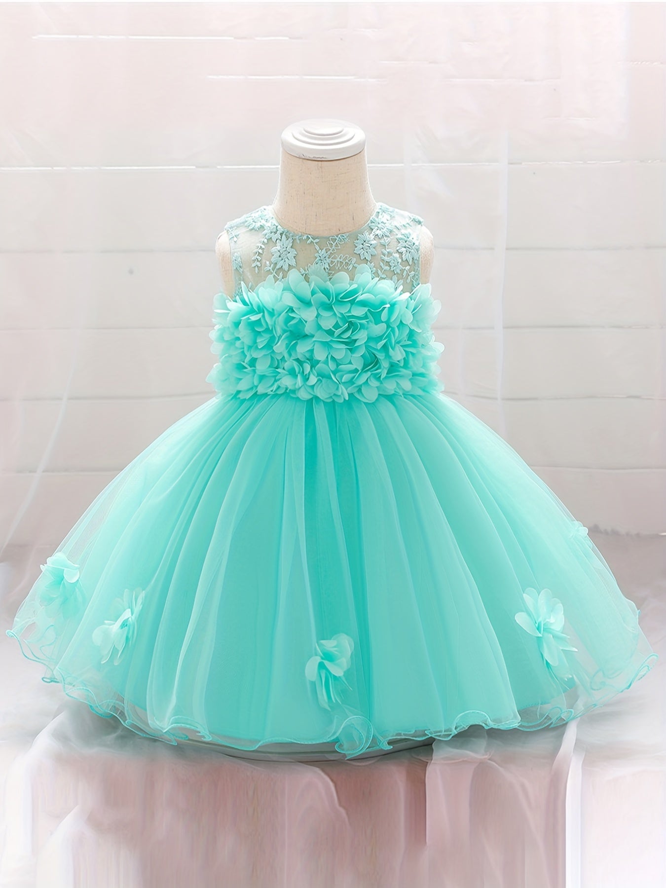 Appliques Baby Baptism Flower Girl Dress