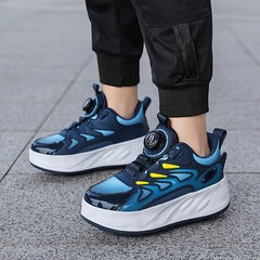Boy's Roller Shoes Rotating Buckle Skate Sneakers Kids Teen Outdoor