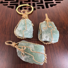 Raw Crystal Keychain Natural Irregular Gemstone Yoga Key Ring Pendant