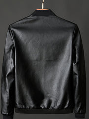 Men's Casual PU Leather Zipper Jacket