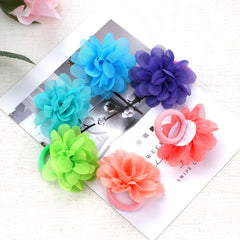 50pcs Chiffon Flower Hair Ties Ponytail Holders Hair Accessories For Girls
