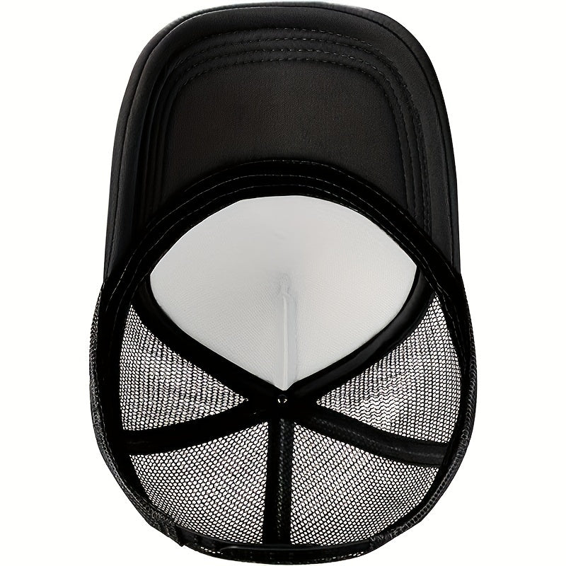 Smiling Face Print Baseball Cap Mesh Trucker Hat for Men Women