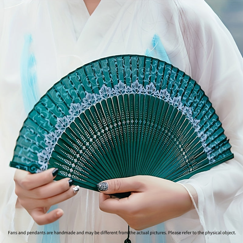 Chinese Style Lace Carry on Fan Portable Silky Fan