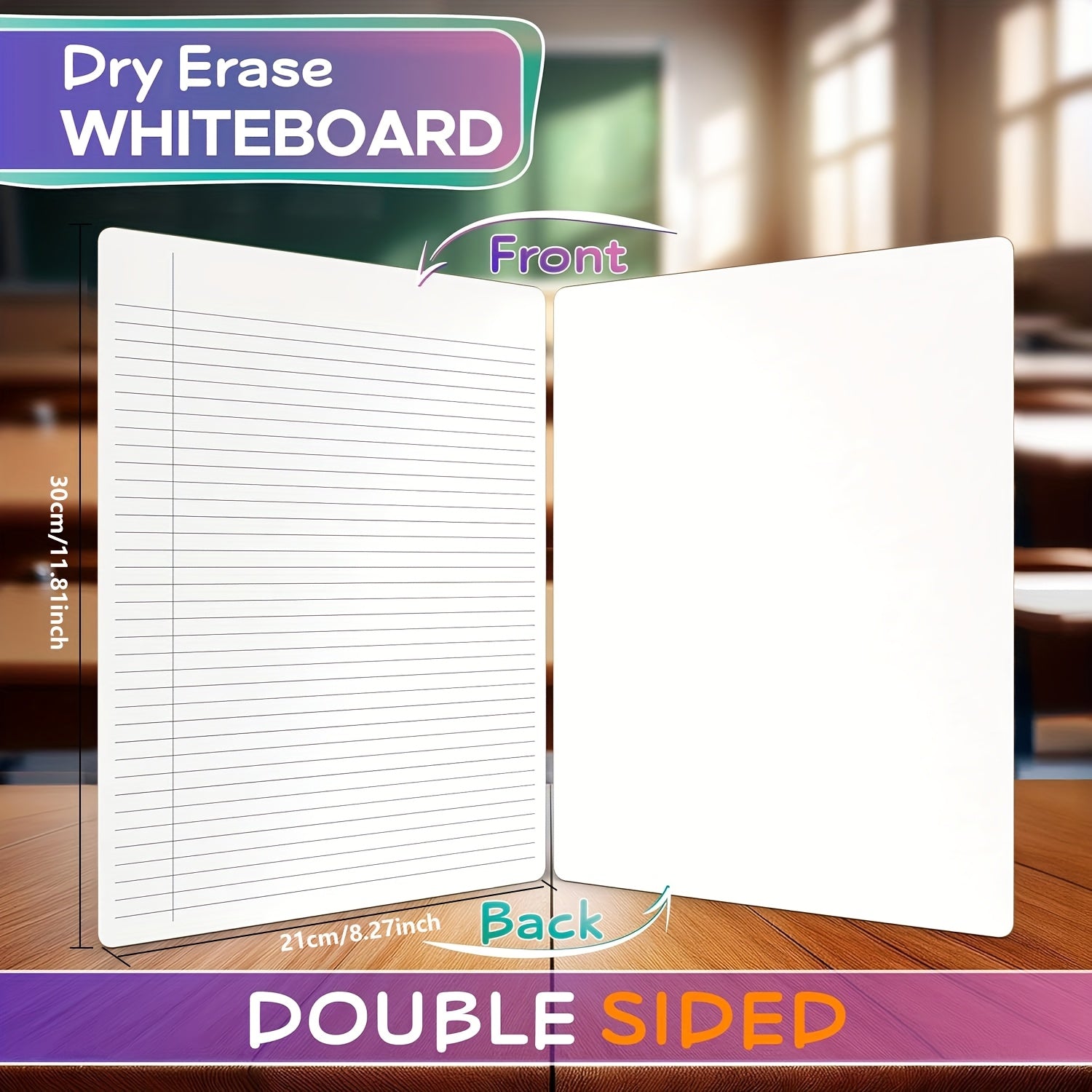 AMIBOX Dry Erase Notebook College Ruled Lined Board - Homeschool & Classroom Sup