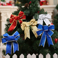 6pcs 7.87IN Christmas Golden Bow Knot Set for Gift Boxes & Tree Wreaths
