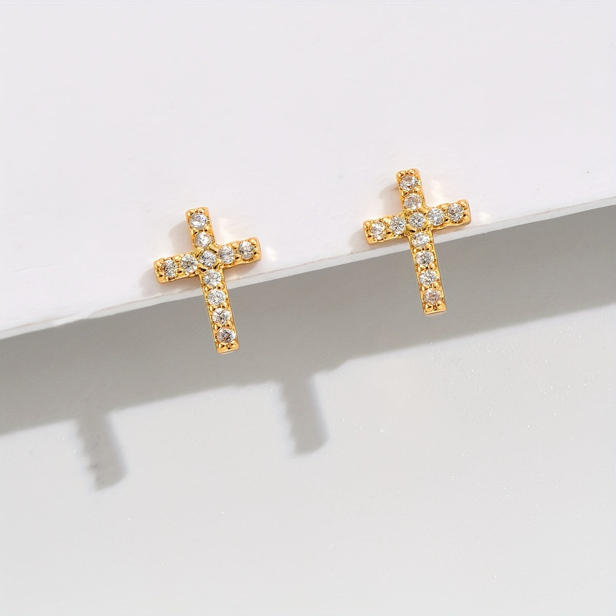 Zircon Cross Stud Earrings Retro Copper Jewelry Gift