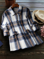  Plaid Print Long Sleeve Button Up Shirt