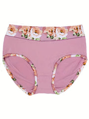 3 Pack Plus Size Floral Print High Waisted Briefs Set