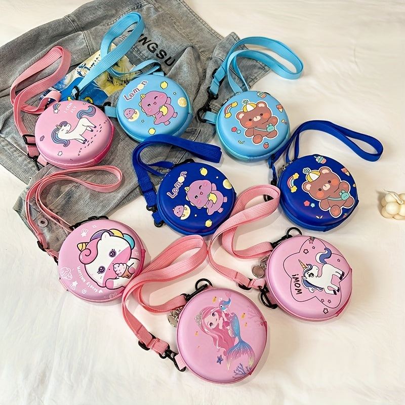 Kids Cartoon Crossbody Bag Mermaid Unicorn Dinosaur Bear Pattern Wallet