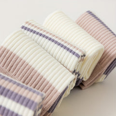 5 Pairs Striped Crew Socks Breathable Mid Tube Stockings