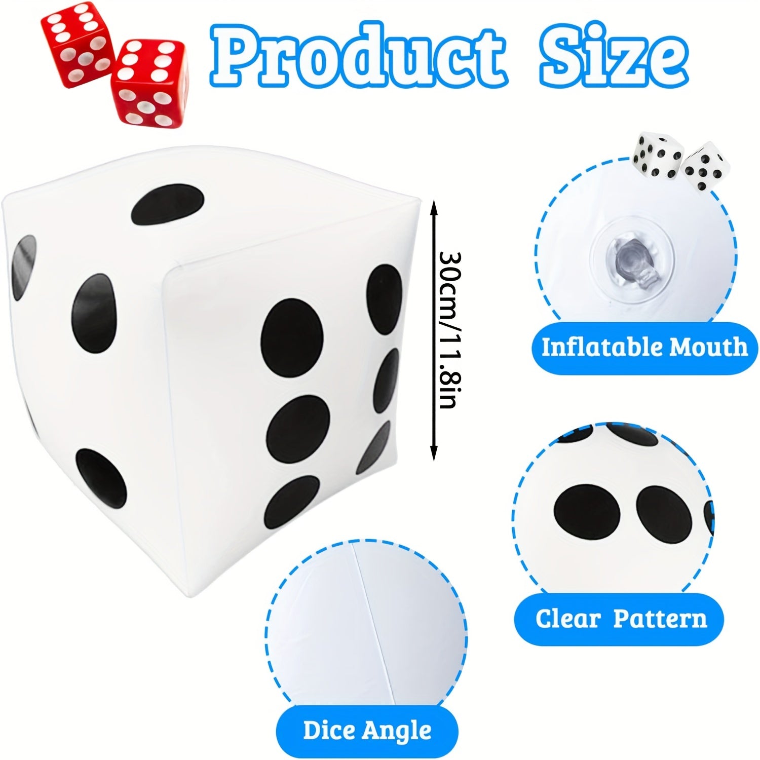 1pc 29.97 Cm Jumbo Inflatable Dice for Indoor Outdoor Board Game Pool Party