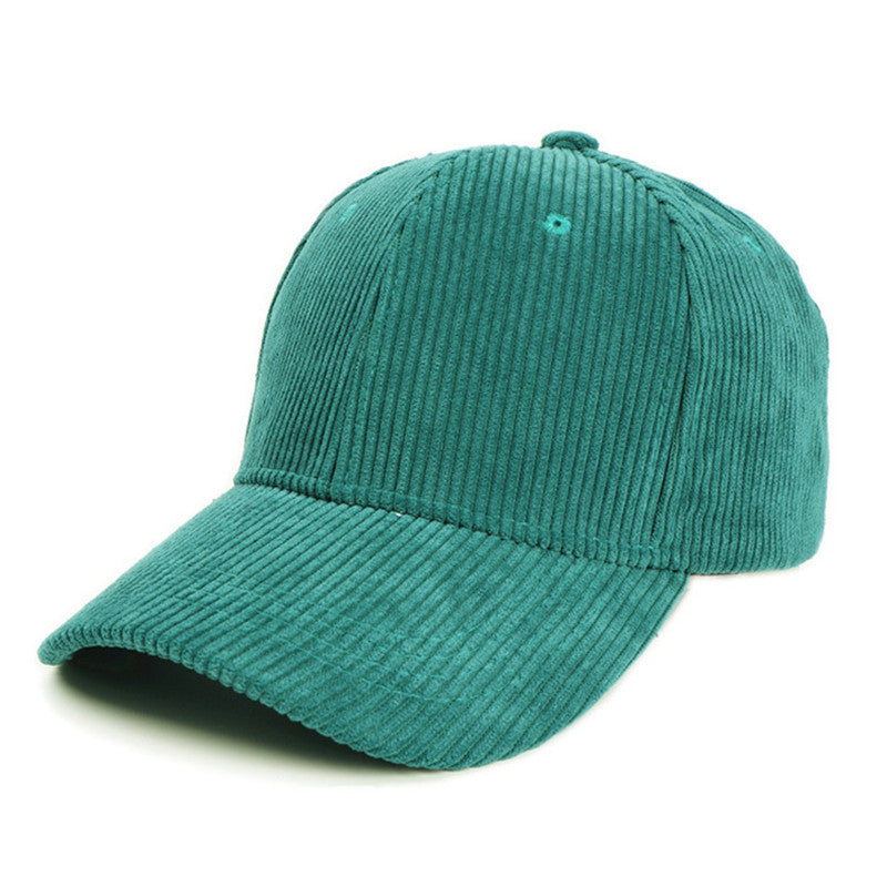 Solid Corduroy Strapback Cap Baseball Hat