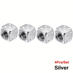 4pcs Aluminum Dice Air Valve Dust Cover Car Tire Decoration Valve Cover